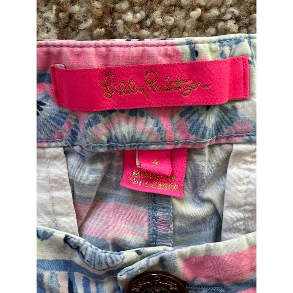 Lilly Pulitzer Aide Ruffle Pocket Whisper Blue Yeah Bouy, Stretch shorts, size 4 - Picture 3 of 8